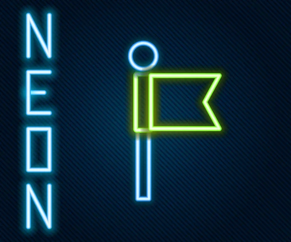 Glödande Neon Linje Flagga Ikon Isolerad Svart Bakgrund Placeringsmarkeringssymbol Färgstarkt — Stock vektor