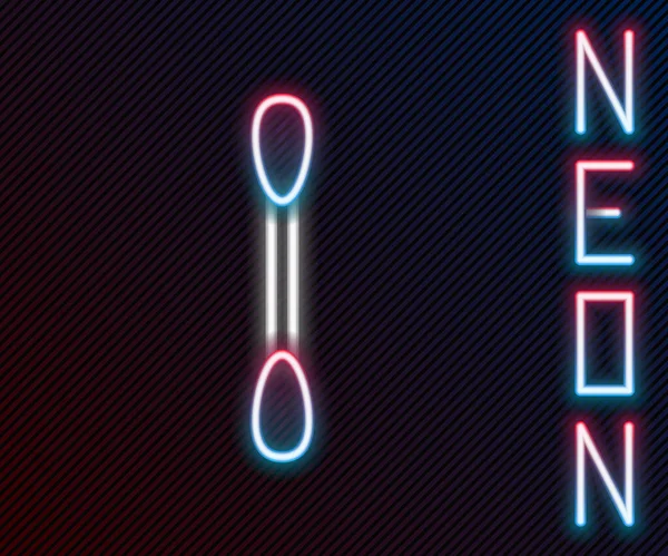 Glödande Neon Linje Bomull Svabb För Öron Ikon Isolerad Svart — Stock vektor