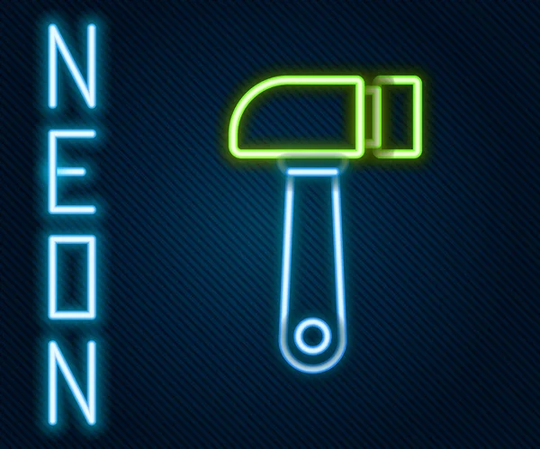 Gloeiende Neon Lijn Hamer Icoon Geïsoleerd Zwarte Achtergrond Gereedschap Voor — Stockvector