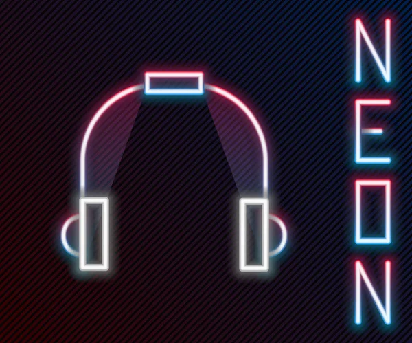 Glödande Neon Line Hörlurar Ikonen Isolerad Svart Bakgrund Hörlurar Koncept — Stock vektor