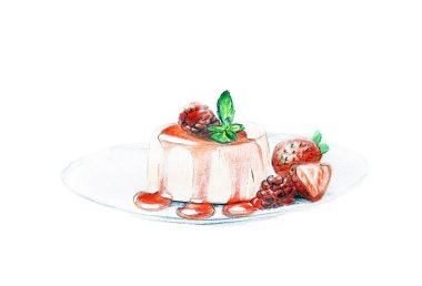 Tatlı çilek sosu - el çizilmiş kroki ile 