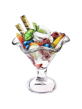 Cam meyve Şekerli tatlı dondurma el çekilmiş 