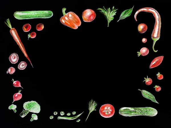 Früchte von oben. Plakat für gesunde Ernährung. — Stockfoto