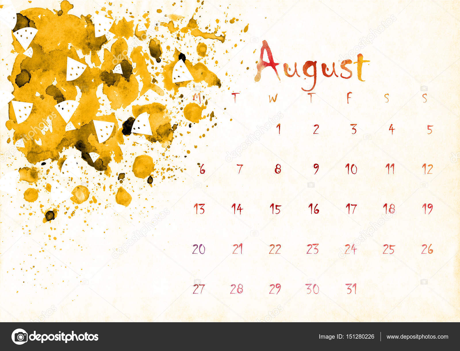 Design colorato stampabile calendario 2018 con mano scritta mesi su acquerello texture vernice — Foto di Tishchenko