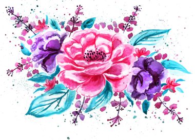 Çiçekli Vintage Suluboya Çelengi