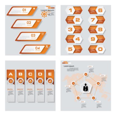 4 turuncu renk şablonu/grafik veya Web sitesi düzeni topluluğu. Vektör arka plan.
