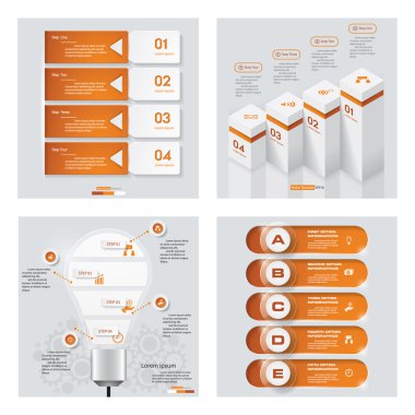 4 turuncu renk şablonu/grafik veya Web sitesi düzeni topluluğu. Vektör arka plan.