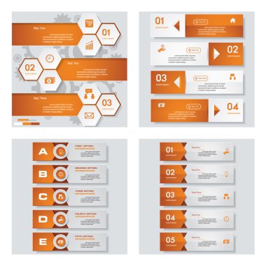 4 turuncu renk şablonu/grafik veya Web sitesi düzeni topluluğu. Vektör arka plan.