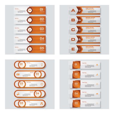 4 turuncu renk şablonu/grafik veya Web sitesi düzeni topluluğu. Vektör arka plan.