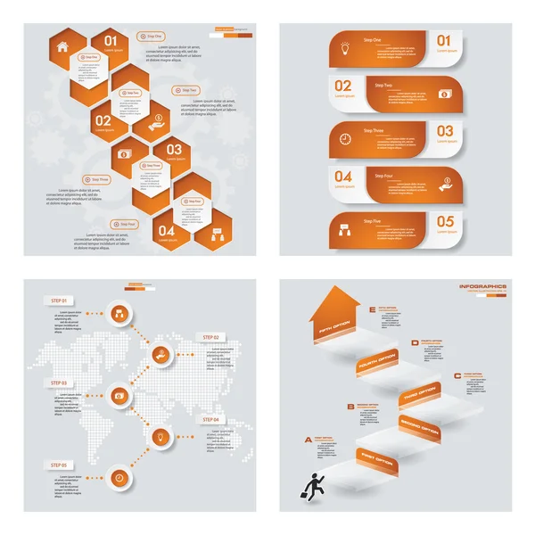 Збірка з 4 помаранчевих кольорів шаблону/графіки або макета веб-сайту. Векторний фон . — стоковий вектор