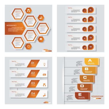 4 turuncu renk şablonu/grafik veya Web sitesi düzeni topluluğu. Vektör arka plan.