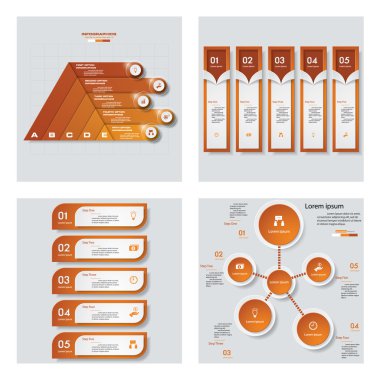 4 turuncu renk şablonu/grafik veya Web sitesi düzeni topluluğu. Vektör arka plan.