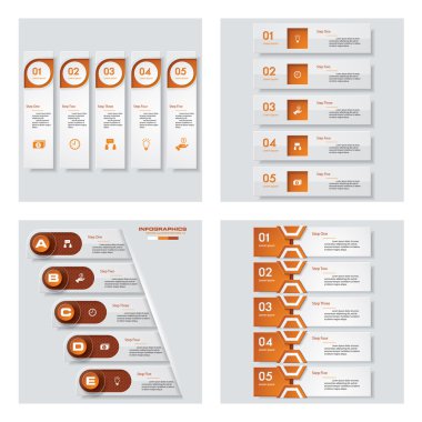 4 turuncu renk şablonu/grafik veya Web sitesi düzeni topluluğu. Vektör arka plan.