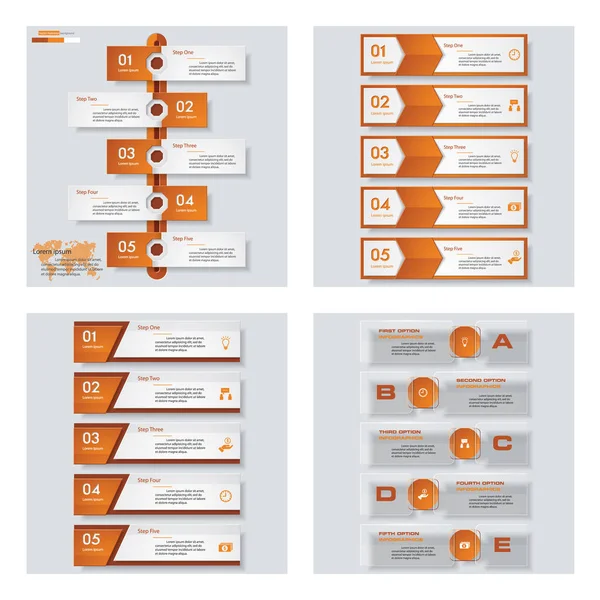 Samling av 4 orange färg mall/grafisk eller webbplats layout. Vector bakgrund — Stock vektor