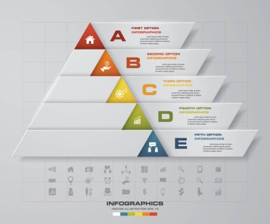 5 adım grafik düzeni örnek metin ve veri için. Tasarım temiz şablonu/grafik veya Web sitesi düzeni.