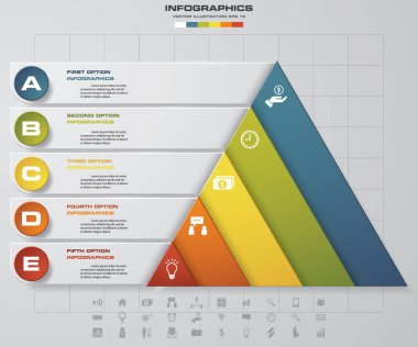 Piramit şeklinde 5 adım sunu char. grafik veya Web sitesi düzeni. 