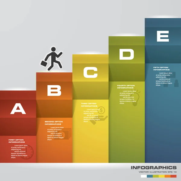 Αφηρημένη 5 βήματα επιχειρηματικό πρότυπο παρουσίασης. ευθυγράμμιση χρώμα 5 βήματα στην κάθετη διάσταση. — Διανυσματικό Αρχείο