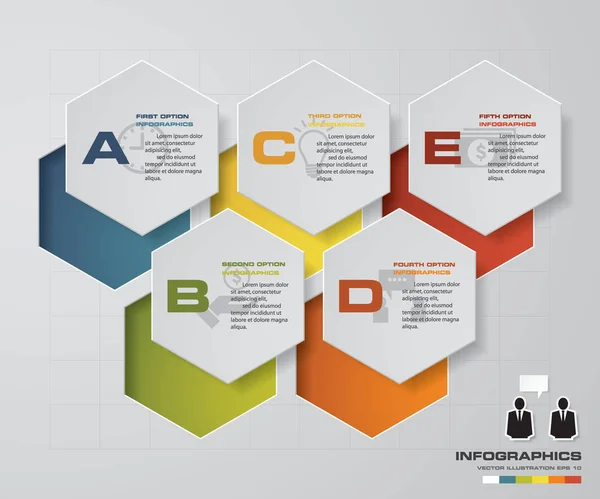 Diagramm-Layout in 5 Schritten für Beispieltext & Daten. Design saubere Vorlage. — Stockvektor