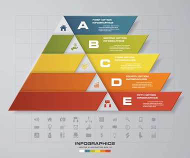 5 adım piramit her düzeyde metin için boş alan ile. infographics, sunuları veya reklam.