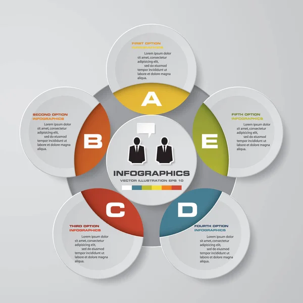 Abstract 5 stappen presentatiesjabloon. Eps10. — Stockvector