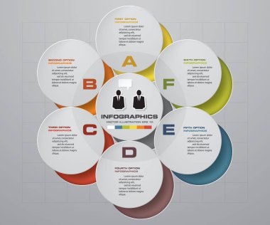 6 adım süreci. Basit ve düzenlenebilir tasarım öğesi soyut. Vektör.