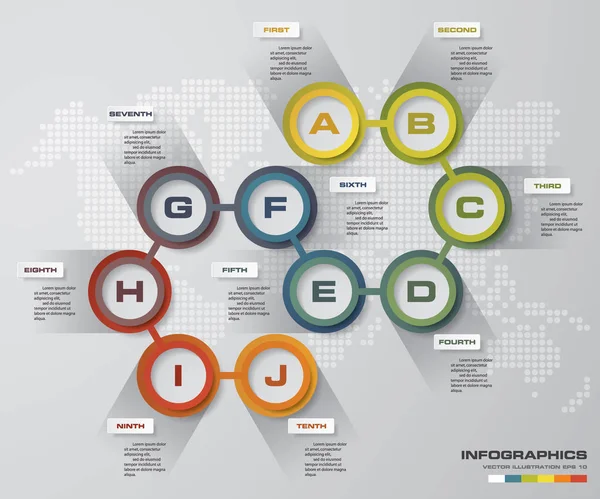 Abstrakt 10 Schritte infographis elements.Vektor Illustration. — Stockvektor