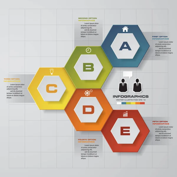 Abstracte 5 stappen infographis elementen. Vectorillustratie. — Stockvector