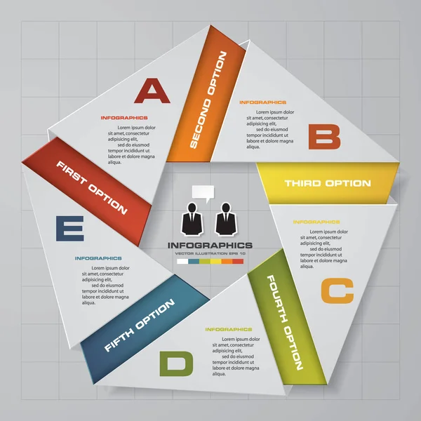 Abstracte 5 stappen infographis elementen. Vectorillustratie. — Stockvector