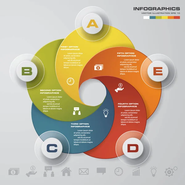 Résumé infographie en 5 étapes éléments Illustration vectorielle . — Image vectorielle