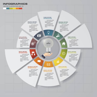 soyut 10 adım şablon örnek metin ve veriler için boş alan ile.
