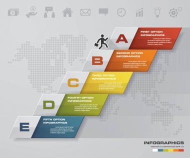 Basit ve düzenlenebilir 5 adımları şeması diyagramları şablonu/grafik veya Web sitesi düzeni.