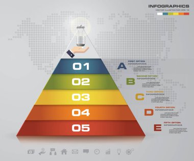 5 adım piramit her düzeyde metin için boş alan ile. infographics, sunuları veya reklam. 
