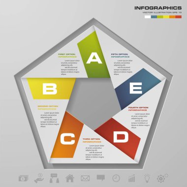 Basit ve düzenlenebilir 5 adımları şeması diyagramları şablonu/grafik veya Web sitesi düzeni. Vektör.