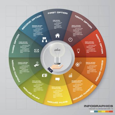 Soyut 10 adım infographis öğeler. Vektör çizim.