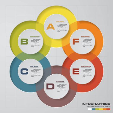 Basit ve düzenlenebilir 6 adımları şeması diyagramları şablonu/grafik veya Web sitesi düzeni. Vektör. 