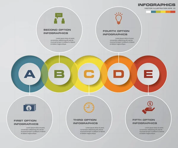 5 opciones resumen línea de tiempo de uso para la infografía / presentación — Archivo Imágenes Vectoriales