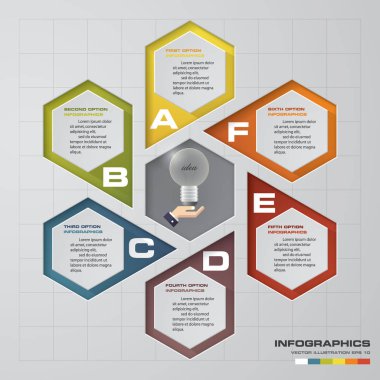 Soyut 6 basamak infographis öğeler. Vektör çizim.
