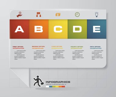 iş grafiği. 5 adım şablonu/grafik veya Web sitesi düzeni diyagram. Vektör. 