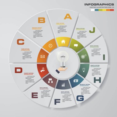 Soyut 10 adım modern pasta grafiği infographics öğeler. Vektör çizim.