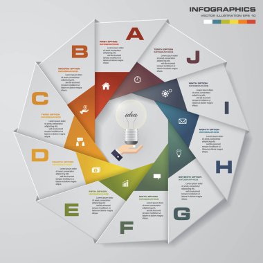 Soyut 10 adım modern pasta grafiği infographics öğeler. Vektör çizim.