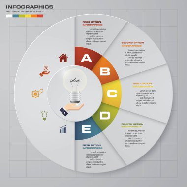 Modern 5 adım süreci. Basit ve düzenlenebilir soyut tasarım öğesi. 