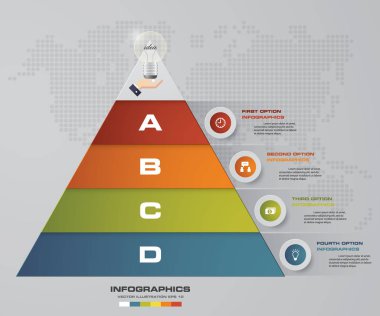 4 adımda piramit her düzeyde metin için boş alan ile. infographics, sunuları veya reklam.