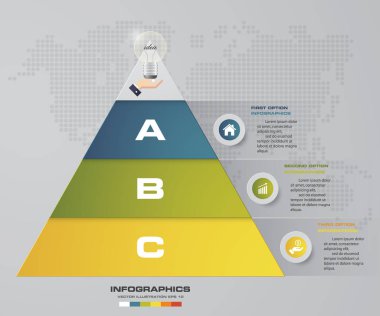 3 adımda piramit her düzeyde metin için boş alan ile. infographics, sunuları veya reklam. 