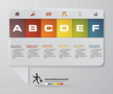 iş grafiği. 6 adımlar şablonu/grafik veya Web sitesi düzeni diyagram. Vektör. 