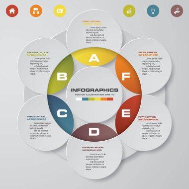 Infographic 6 adımları iş şablonu vektör çizim. 