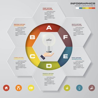 Infographic 6 adımları iş şablonu vektör çizim. 