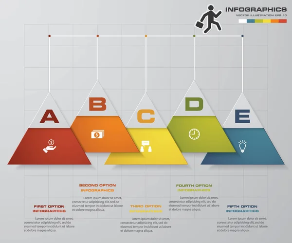 Moderna 5 steg presentationsmall. Grafik eller webbplats layout. — Stock vektor