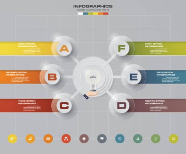 Modern 6 adımda işlemi. Basit ve düzenlenebilir soyut tasarım öğesi. 