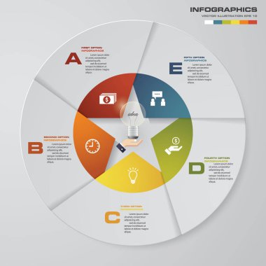 Soyut 5 adım pasta grafiği sunu. 