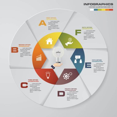 Soyut 6 adımları pasta grafiği sunu. 